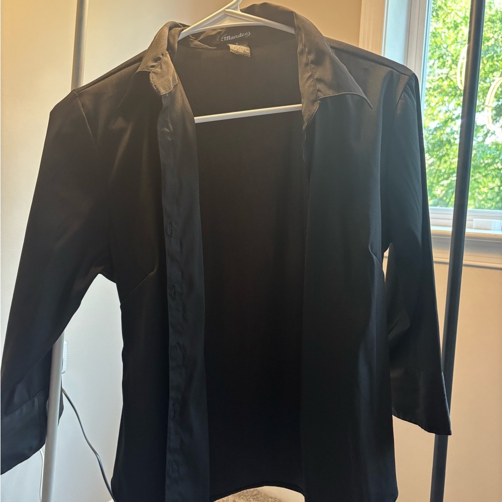 Mandee Black Blazer 3/4 Sleeve Open Front